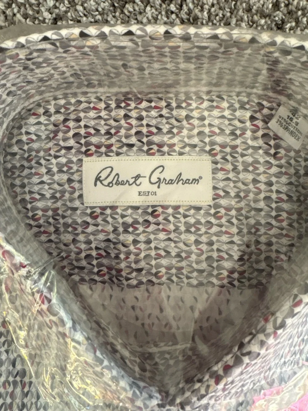 Robert Graham White Multicolor Tiny Chevron Dress Shirt - Picture 3 of 4